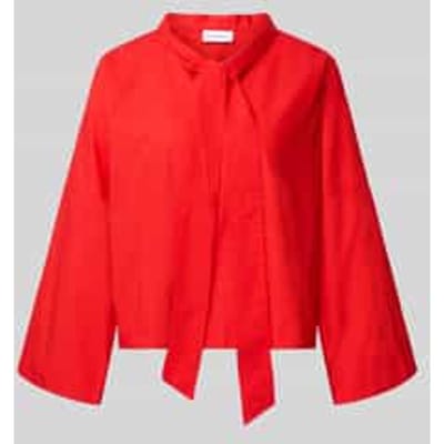 Katoenen blouse met hoge kraag en ruime mouwen voor vrouwen COMMA