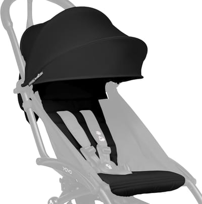 Kinderwagen Textielset - Zitje en Kap - Comfortabel Reizen - Machinewasbaar - 400 Gram - Zwart