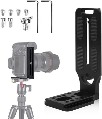 Dailygoods- L-houder Snelwisselplaat - Universele DSLR Camera Houder - Aluminium - Antislip Rubberen Pads - 75 x 50 x 135 mm - Schokbestendig Ontwerp - Camerahouder