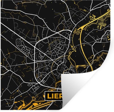 Muurstickers - Sticker Folie - Plattegrond - Lier - Goud - Stadskaart - Kaart - 100x100 cm - Plakfolie - Muurstickers Kinderkamer - Zelfklevend Behang XXL - Zelfklevend behangpapier - Stickerfolie