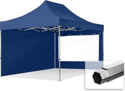 3x4,5 m Easy Up partytent Vouwpaviljoen PROFESSIONAL alu 40mm met zijwanden (panorama), blauw