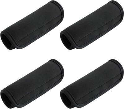 Set van 4 Neopreen Handgrepen Wraps voor Koffers, Identificatie Tags en Beschermhoezen voor Trolleys en Koffers (Zwart)