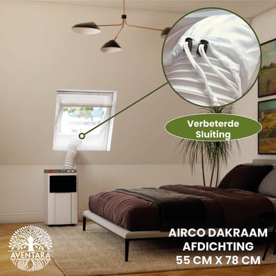 Airco Dakraam Afdichting - 55 x 78 cm – 2 Jaar Garantie - Geschikt voor Inbouw Velux: CK02 (GGL 102, c02) | Fakro, Optilight: Maatcode 01 | Luxtra: C2A - Slang Afsluiten – Raamafdichtingskit Herbruikbaar – Mobiele Airco Afdichtkit Tegen Insecten