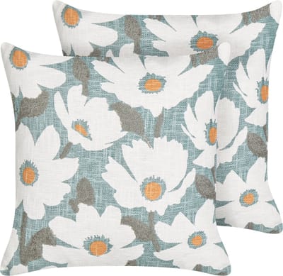 JATROPHA - Sierkussen set van 2 - Blauw - 45 x 45 cm - Katoen