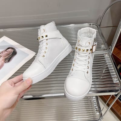 Nieuwe Herfst- en Winter Canvas Schoenen voor Dames Modieuze Casual Schoenen voor Lichtgewicht Hoge Top Lente Damesschoenen Witte Schoenen Rits Schoenen 42 gray