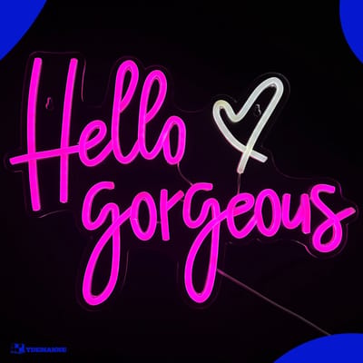 Neon Lamp - Hello Gorgeous - Dimbaar - Incl. Ophanghaakjes - Neon Sign - Neon Verlichting - Neon Led Lamp - Wandlamp