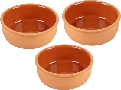 Urban Living Tapas/sauzen/hapjes serveer schaaltjes set - 3x stuks - terracotta - 12 x 4 cm p/st