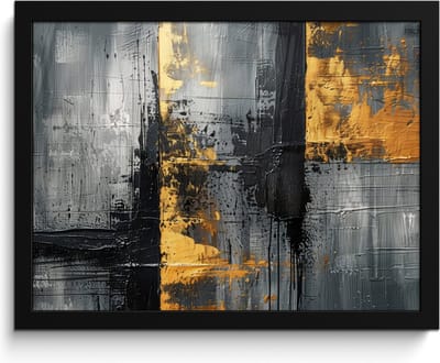 Poster in lijst - Fotolijst 40x30 cm - Posters - Modern - Goud - Grijs - Patroon - Posterlijst zwart - Decoratie - Wanddecoratie woonkamer - Muurdecoratie slaapkamer