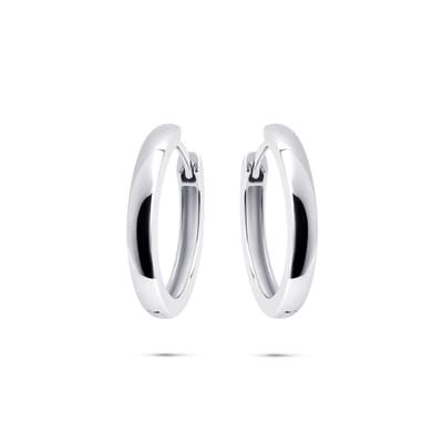 Jewels Inc. - Oorbellen - Oorringen - Half bol glad met schanier  - 3mm Breed - 22mmØ - Gerhodineerd Zilver 925
