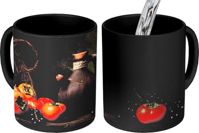 Magische Mok - Foto op Warmte Mokken - Koffiemok - Rustiek - Fruit - Kan - Mand - Stilleven - Magic Mok - Beker - 350 ML - Theemok