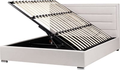 ROUEN - Bed met opbergruimte - Lichtbeige - 180 x 200 cm - Polyester