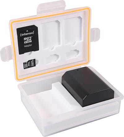 Bewaarbox voor camera accu's en geheugenkaarten - voor o.a. Canon LP-E6, Sony NP-FZ100 en Nikon EN-EL15