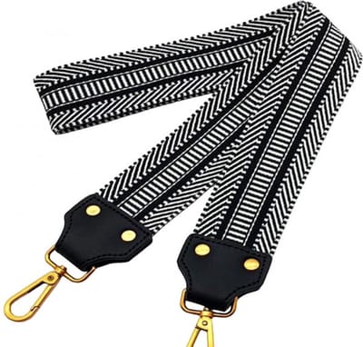Bagstrap - Zwart, wit, goudkleurig - 90 Centimeter , 5 Centimeter breed - Damesdingetjes