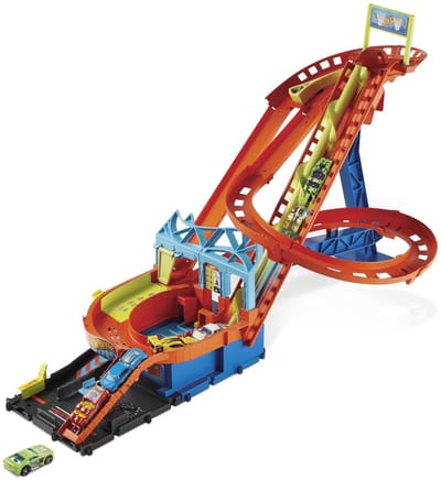 Hot Wheels City Racebaan Roller Coaster Rally met 5 Auto's 1:64 - Hot Wheels Achtbaan