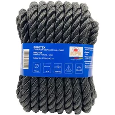 Seilflechter Gedraaide Touw – Birotex Zwart – 15 Mm X 10 M