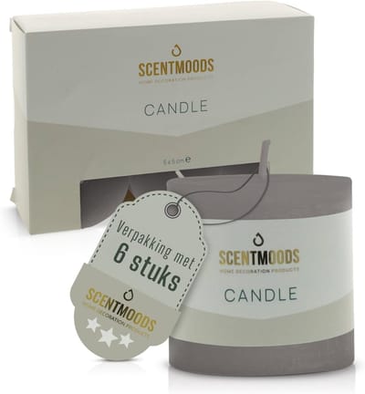 Scentmoods - Rustieke Kaarsen - Set van 6 - Grijs - Kaars - 5x5cm