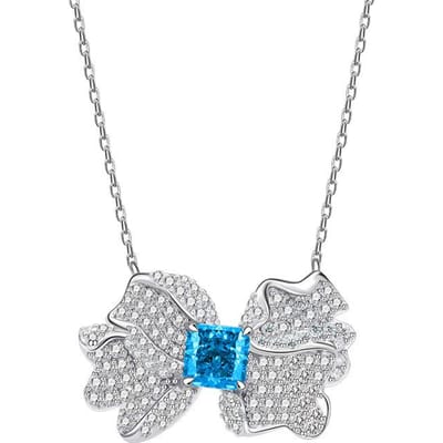 Nieuwe Vlinder Vleugel 925 Sterling Zilveren Ketting Dames Licht Zeeblauw 6*6 Mode Alle bijpassende Niet-vervagende Accessoires gray