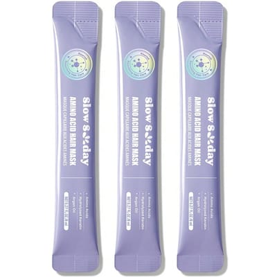Slow Sunday Amino Acid Haarmasker, Vermindert gespleten en pluizig haar, Maakt glad en glanzend, 8 ml * 3 stuks, Zakformaat Haar Spa