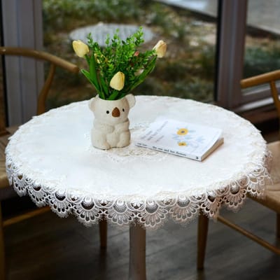 Ronde Tafeldecoratie - Kant - Placemat - Witte Doily - Elegante Thuis Dresser - 73 cm - Jacquard - Topper - Isolatie - Eettafel - Tafelkleed - Decoratie Cover - Geschikt voor Ronde Tafels
