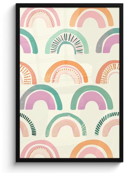 Poster in lijst - Fotolijst 60x90 cm - Posters - Regenboog - Pastel - Patroon - Posterlijst zwart - Decoratie - Wanddecoratie woonkamer - Muurdecoratie slaapkamer