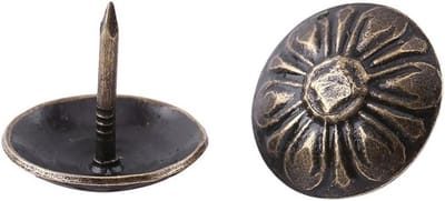 Ronde grote kop spijkers voor meubeldecoratie, Daisy/Vierkant/Pruim, 100 stuks (16×15 mm - Groen Brons)