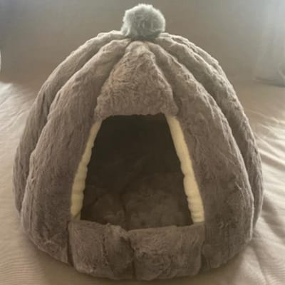 Niche semi-fermée pour chat, niche amovible, panier pour animaux de compagnie, doux et confortable, niche pour chat et chien, maison pour chat et chien 48cmX40cm