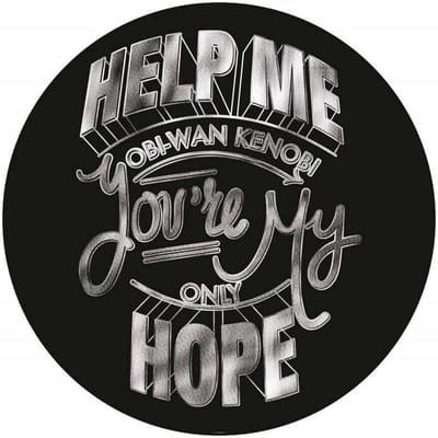 Fotobehang - Star Wars Help Me Obi Wan 125x125cm - Rond - Vliesbehang - Zelfklevend