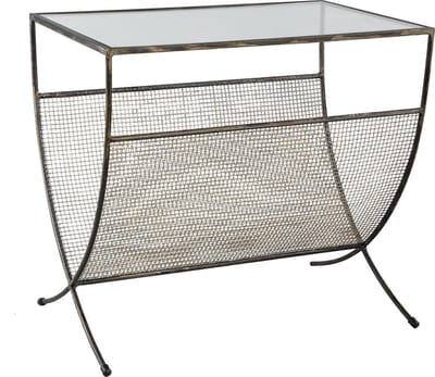 PTMD Haya Tijdschriftenhouder - 49 x 32 x 45 cm - Metaal/glas - Zwart