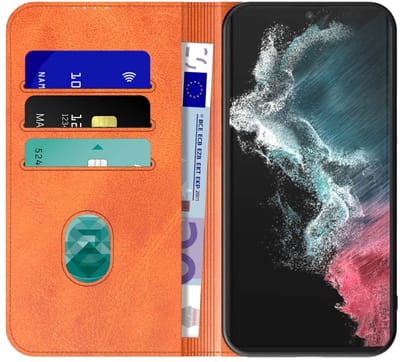Geschikt voor Samsung Galaxy S22 Ultra Telefoonhoesje Bruin Kunstleer Met Magnetische Sluiting - Portemonnee BookCase Met Pasjeshouder - ProtX