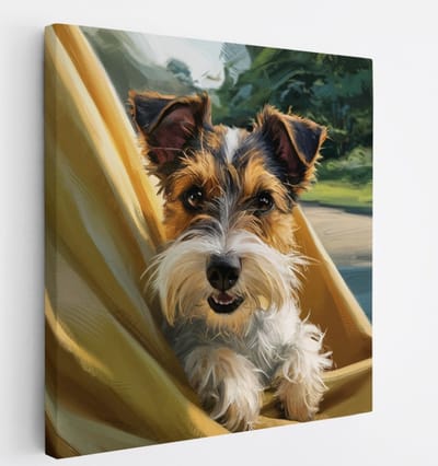 Saammp Canvas Schilderij - Terrier - Hond - Natuur - Dieren - 20x20 - Foto op canvas - Wanddecoratie - Muurdecoratie Woonkamer - Slaapkamer decoratie - Canvas Print