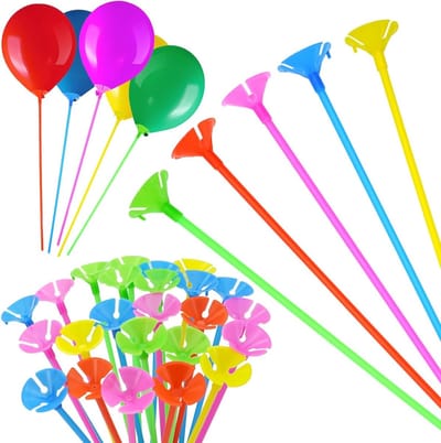 Ballonhouders en Statieven, 100 Herbruikbare Plastic Ballonstokken, Multikleur voor Verjaardagsfeesten, Bruiloften en Decoratieaccessoires