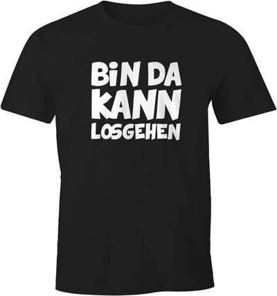 Heren T-shirt met Spreuk Bin Da - Creatief en Comfortabel Zwart Shirt