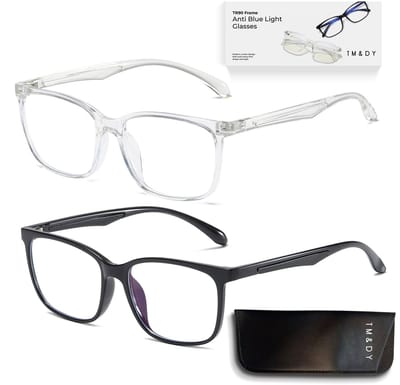 TM&DY Blauw Licht Bril – 2 Stuks (Zwart & Transparant) – Zonder Sterkte – Blue Light Glasses – TR90 - Voor Computer, Telefoon & TV – Unisex – Vermindert Oogvermoeidheid - Beeldschermbril