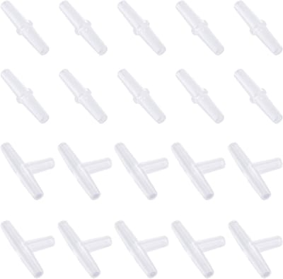 40-delige Aquarium Luchtklep Connector Set - Witte Plastic Inline Buizen met 3-Weg T & Rechte Aansluitingen voor Luchtpomp en Aquarium Accessoires