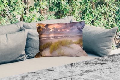 Buitenkussens - Tuin - Zonsondergang - Duin - Strand - Planten - Zee - 50x30 cm