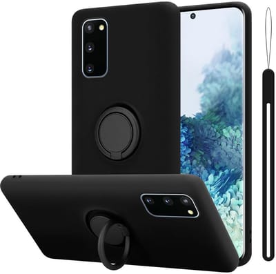 Cadorabo Hoesje geschikt voor Samsung Galaxy S20 FE in LIQUID ZWART - Beschermhoes van flexibel TPU silicone Case Cover met ring