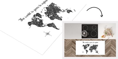 Keukenloper - Loper keuken - Wereldkaart - Zwart - Quote - 120x60 cm - Keukenloper vinyl