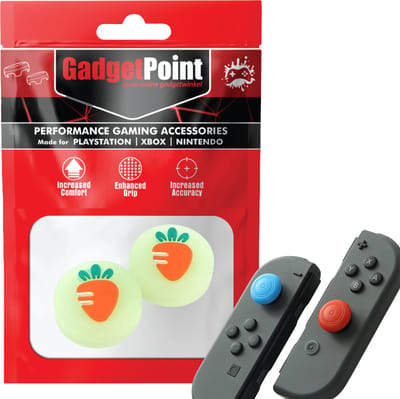 Gadgetpoint - Thumb Grips voor Nintendo Switch Joy-Con Controllers - Gaming Thumbgrips - Performance Anti-Slip Thumbsticks - Bescherming Accessoires - Fruit - Wortel groen