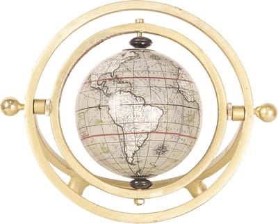 Clayre & Eef Wereldbol Decoratie 64197 21*10*15 cm Bruin Hout / ijzer Rond wereld Globe Aardbol