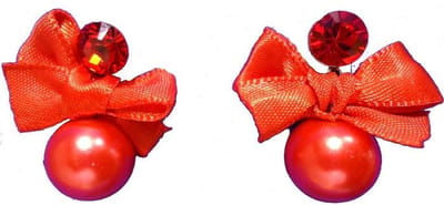 Behave - Dames oorstekers strik parel rood speels romantisch - 3 cm