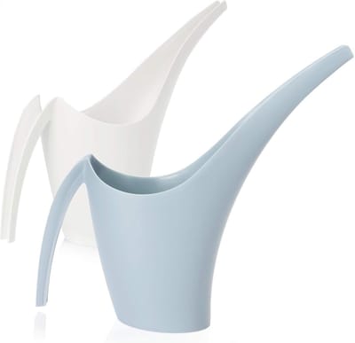 Gieter 1.8L lange hals bloemengieter binnen buiten bewateren bemesten planten gieter grijs-wit 2 stuks