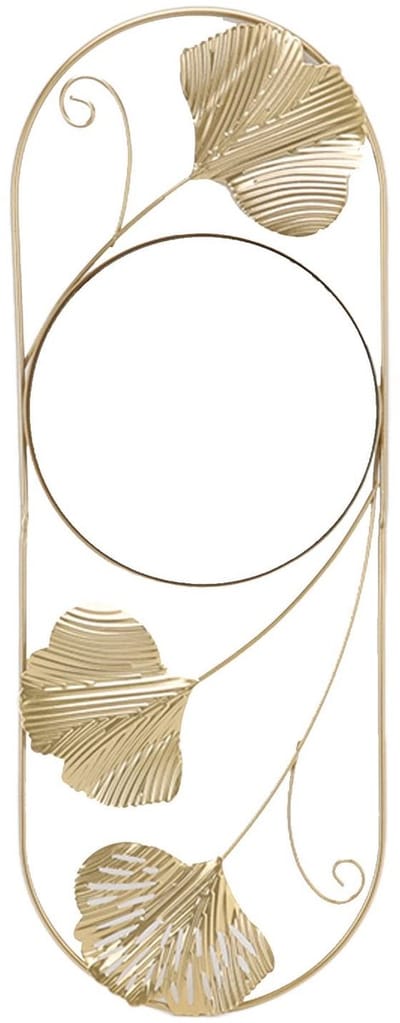 Dailygoods- Wandspiegel Metalen Blad - Decoratieve Spiegel - Muurdecoratie - Woonkamer/Slaapkamer - 45,6x16,7 cm - Lichtgewicht 400g - Decoratiespiegel