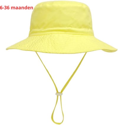 Nivard Zonnehoed - Reishoed - UV Beschermende Hoed - Bucket Hat - Festival - Pet - Hoedje Voor Baby - Hoofdbescherming - Geel - 3-36 Maanden