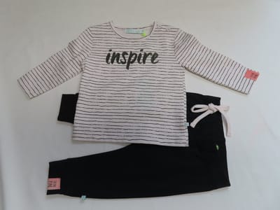 Ensemble - Meisje - Tshirt streep + zwart broekje - 3 maand 62