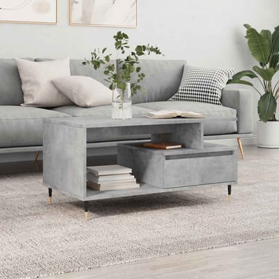 vidaXL - Salontafel - 90x49x45 - cm - bewerkt - hout - betongrijs