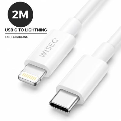USB C Lightning kabel 2m - Apple iPhone Lightning naar USB C snellaadkabel - Fast Charging kabel geschikt voor iPhone - Wit - WiseQ
