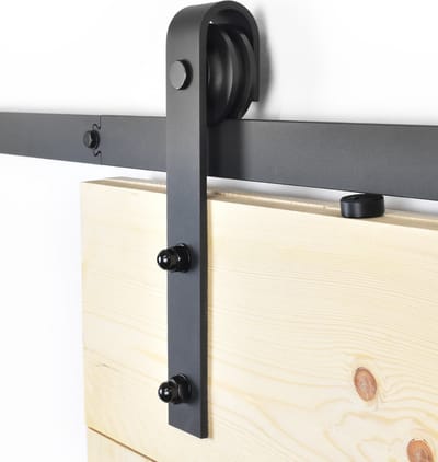 Barnwoodweb Industriële Schuifdeurbeslag Set - Compleet met Zwarte 200cm Metalen Rail (2x100 cm) - Inclusief Bevestigingsmateriaal