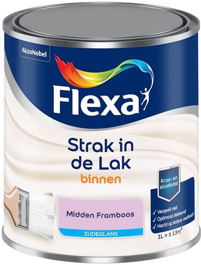 Flexa - Strak In De Lak Binnenlak Zijdeglans - Midden Framboos - Mengverf - 1 L