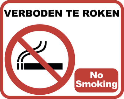 No Smoking | Verboden te roken bord | 25 x 20 cm & 3 mm dik | Dibond