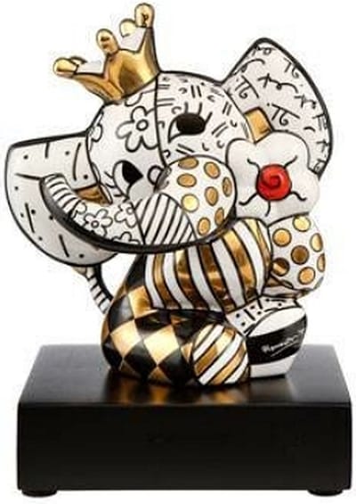 Goebel - Romero Britto | Decoratief beeld / figuur Golden Spring Elephant 14 | Porselein - Pop Art - 14cm